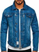 Kurtki męskie - Niebieska kurtka jeansowa męska Denley MJ508B - miniaturka - grafika 1