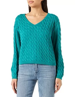 Kurtki damskie - Vila Damskie ponczo VICHAO V-Neck L/S Cable Knit TOP/SU-NOOS, Alhambra, L, Alhambra, L - grafika 1