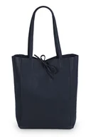 Torebki damskie - Torba Skórzana Vera Pelle Corda Granatowa - miniaturka - grafika 1