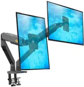 Uchwyty do monitorów - G75 Szary Solidny ergonomiczny uchwyt biurkowy do dwóch monitorów LCD LED 22 -32 - miniaturka - grafika 1