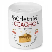 Skarbonki - Skarbonka na Urodziny 50 50te 50-te na Prezent z Nadrukiem ze Zdjęciem + Opakowanie na prezent (wzór 03) - miniaturka - grafika 1