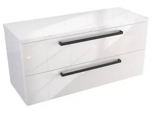 Szafka Wisząca Z Blatem ATH 100 cm - Biały Wysoki Połysk - Uchwyty Czarne Matowe - Szafki łazienkowe - miniaturka - grafika 1