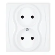 Gniazdka elektryczne - Gniazdo podwójne bez uziemienia Logo białe - miniaturka - grafika 1