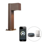 Lampy ogrodowe - QAZQA Inteligentna stojąca lampa zewnętrzna rdzawy brąz 30 cm IP44 z Wifi GU10 - Baleno - miniaturka - grafika 1