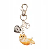 Breloki - Brelok Kot Leżący na Plecach Breloczek Rudy Kot Karabińczyk - miniaturka - grafika 1