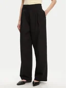 Spodnie damskie - Tommy Hilfiger Spodnie materiałowe WW0WW45780 Czarny Wide Leg - miniaturka - grafika 1