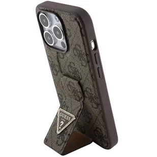 Guess GUHCP15LPGS4TDW iPhone 15 Pro 6.1" brązowy/brown hardcase Grip Stand 4G Triangle Strass - Etui i futerały do telefonów - miniaturka - grafika 2