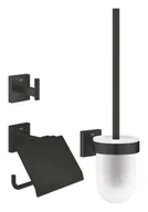 Wieszaki łazienkowe - Grohe QuickFix Start Cube - Zestaw akcesoriów do toalety 3 w 1, czarny mat 411232430 - miniaturka - grafika 1