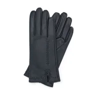 Rękawiczki - Damskie rękawiczki skórzane z ozdobnym stębnowaniem - miniaturka - grafika 1