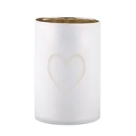 Świeczniki - Świecznik szklany serce 8 x 12 cm matowy ze złotym wykończeniem - miniaturka - grafika 1