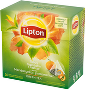 Herbata - Green Lipton Tea herbata zielona Mandarynka i Pomarańcza 20 piramidek 36g - miniaturka - grafika 1