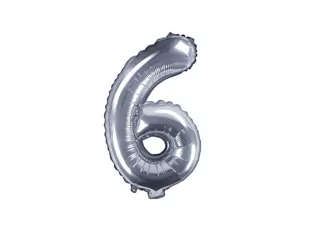 PartyDeco Balon foliowy Cyfra 6, 35cm, srebrny FB10M-6-018 - Balony i akcesoria - miniaturka - grafika 1