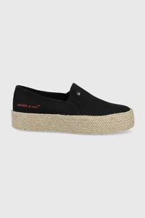 Espadryle damskie - Cross Jeans espadryle kolor czarny na platformie - grafika 1