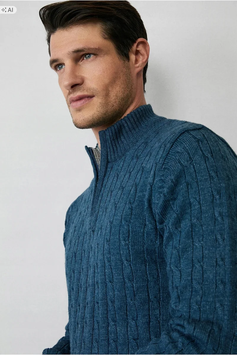 MĘSKI SWETER PLECIONY Z PÓŁGOLFEM W STYLU ELEGANCKIM 3XL 5IA