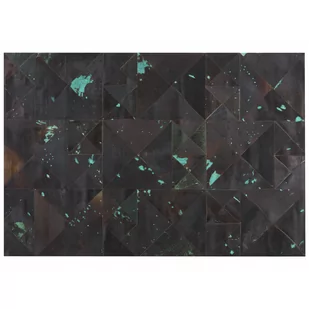 Beliani Dywan skórzany czarny/turkusowy 160 x 230 cm ATALAN - Dywany - miniaturka - grafika 1
