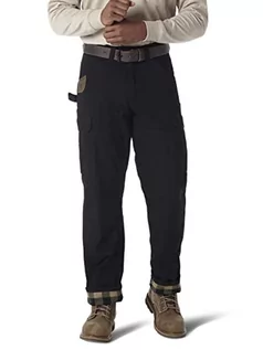 Koszulki męskie - Wrangler Męskie Riggs odzież robocza duże i wysokie flanelowe wyściełane rip stop bojnik spodnie narzędzie robocze, Czarny, 40W / 34L - grafika 1