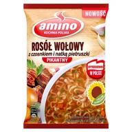 Zupy w płynie - Amino Zupa błyskawiczna rosół wołowy z czosnkiem i natką pietruszki pikantny 60 g - miniaturka - grafika 1