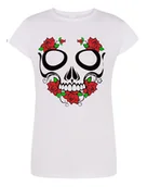 Koszulki i topy damskie - T-Shirt damski kolorowy nadruk CZASZKA r.M - miniaturka - grafika 1