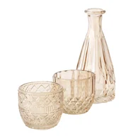 Świeczniki - Zestaw szklanych dekoracji CHERIN, świeczniki i wazon - miniaturka - grafika 1