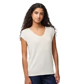 Koszulki i topy damskie - Koszulka damska Pieces Billo Tee kremowa w złote paski-S - miniaturka - grafika 1