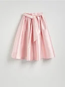 Spódnice - Reserved - Spódnica midi z wiązaniem - pastelowy róż - miniaturka - grafika 1