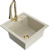 Zlewozmywaki z baterią - Mexen Vito zlewozmywak granitowy 1-komorowy z baterią kuchenną Elia, beżowy - 6503-69-670101-50 - miniaturka - grafika 1