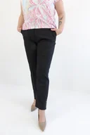 Spodnie damskie - Czarne Eleganckie Długie Spodnie Damskie 46 - miniaturka - grafika 1