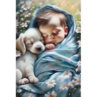 Malowanie po numerach - Norimpex Malowanie po numerach Dziecko i szczeniaczek 50x40cm 2000930 - miniaturka - grafika 1