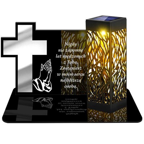 ZNICZ SOLARNY LED WIECZNY PODSTAWKA NA CMENTARZ GRÓB lampka Krzyż 3D