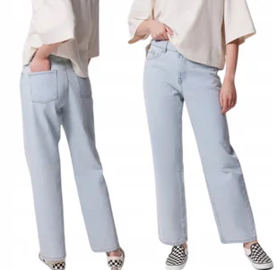 Jeansy straight z prostymi nogawkami damskie Outhorn OTHWSS24TTROF723-32S Niebieski - Spodnie damskie - miniaturka - grafika 1