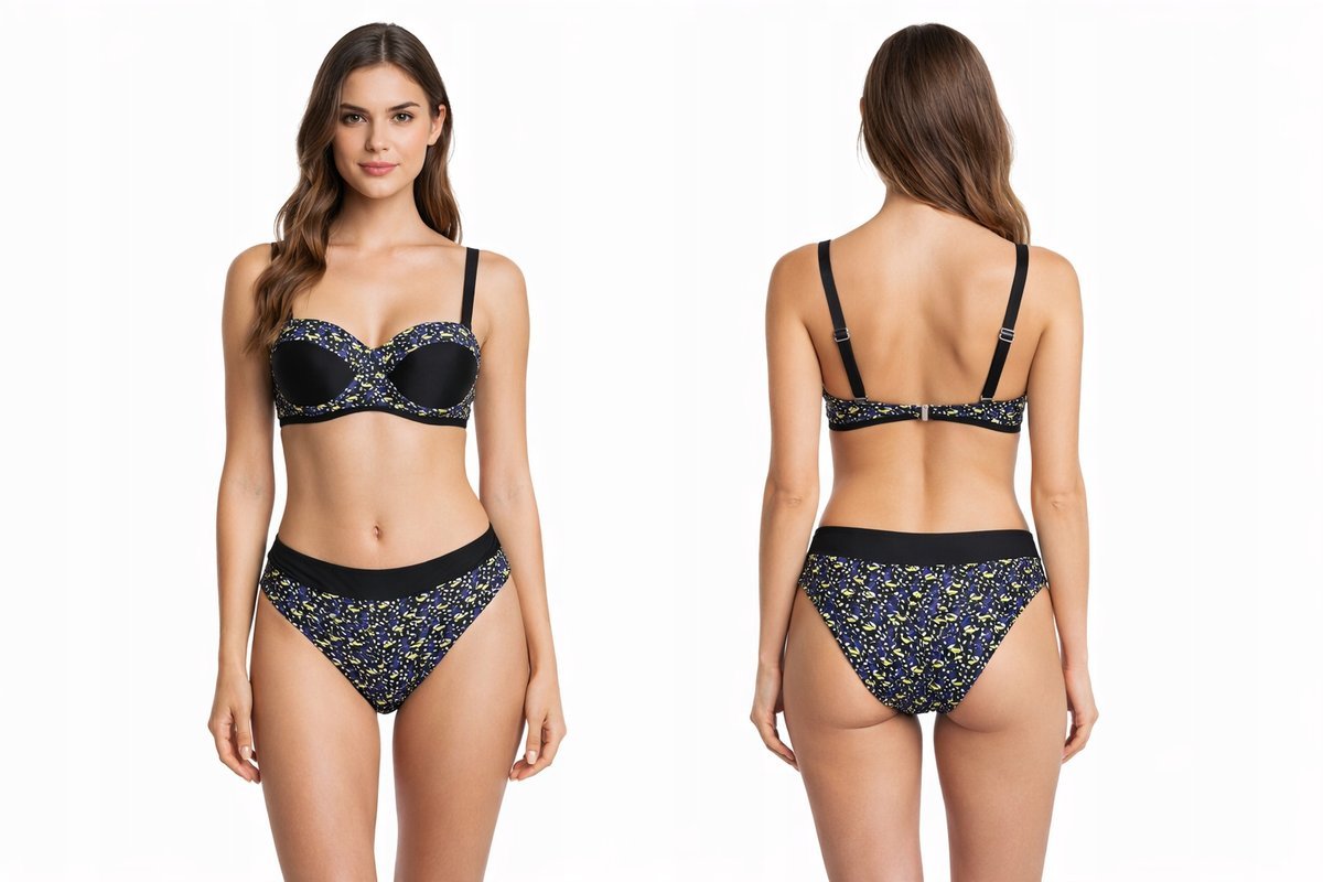 BIKINI DAMSKIE PUSH UP CZARNE STRÓJ KĄPIELOWY 2-CZĘŚCIOWY ELEGANCKIE HIT