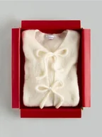 Swetry damskie - Reserved - Kardigan z wełną alpaki - złamana biel - miniaturka - grafika 1