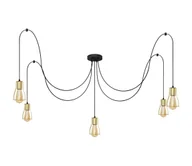 Lampy sufitowe - Żyrandol na lince TUBE 5xE27/15W/230V czarny/złoty - miniaturka - grafika 1