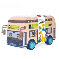 Klocki - Autobus - pojemnik na klocki (2 w 1) 136 elementów, zwierzęta Afryki, fascynujący zestaw, autobus z efektami dźwiękowymi i świetlnymi - miniaturka - grafika 1