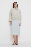 Kurtki damskie - Calvin Klein kurtka z domieszką lnu kolor szary przejściowa oversize - miniaturka - grafika 1