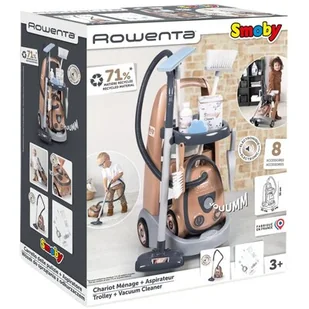 Zabawka wózek z odkurzaczem SMOBY Rowenta 7600330325 - Zabawy w naśladowanie dorosłych - miniaturka - grafika 1