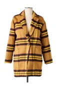 Płaszcze damskie - Płaszcz damska LPB Tartan Jaune brązowy przejściowy-S - miniaturka - grafika 1