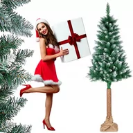 Choinki - Choinka Sztuczna Na Pniu Sosna 180 Cm Osnieżona Stojak Ozdoba Jutowa - miniaturka - grafika 1