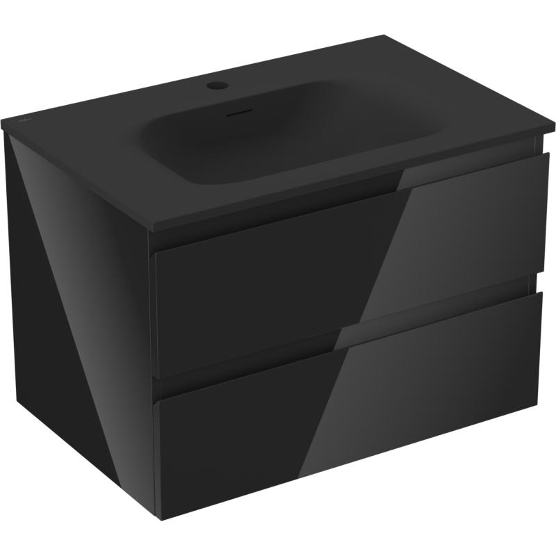 Mexen Orio szafka łazienkowa 70 cm z umywalką Vela, 2 szuflady, czarna połysk/czarna mat - 91A10-07047-2-BFF70-W23M71
