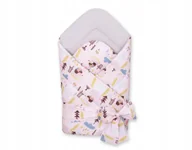 Rożki i beciki - Dwustronny rożek dla niemowląt miękki z wiązaniem - misie i jeżyki różowe - miniaturka - grafika 1