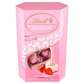 Inne słodycze - Lindt Lindor Pralinki z białej czekolady z kawałkami truskawek 200 g - miniaturka - grafika 1