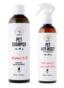 PET Shampoo Argan Oil_Szampon Arganowy 250ml Hypoallergenic + PETS ANTI INSECT - skuteczna ochrona przeciw kleszczom, pchłom oraz innym owadom 250ml - Szampony i odżywki dla psów - miniaturka - grafika 1