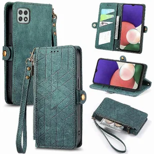 Foxdock Etui z klapką do Samsung Galaxy A22 5G Skórzane etui Flip Cover Odporny na wstrząsy portfel Prosty biznes Zielony - Portfele - miniaturka - grafika 1