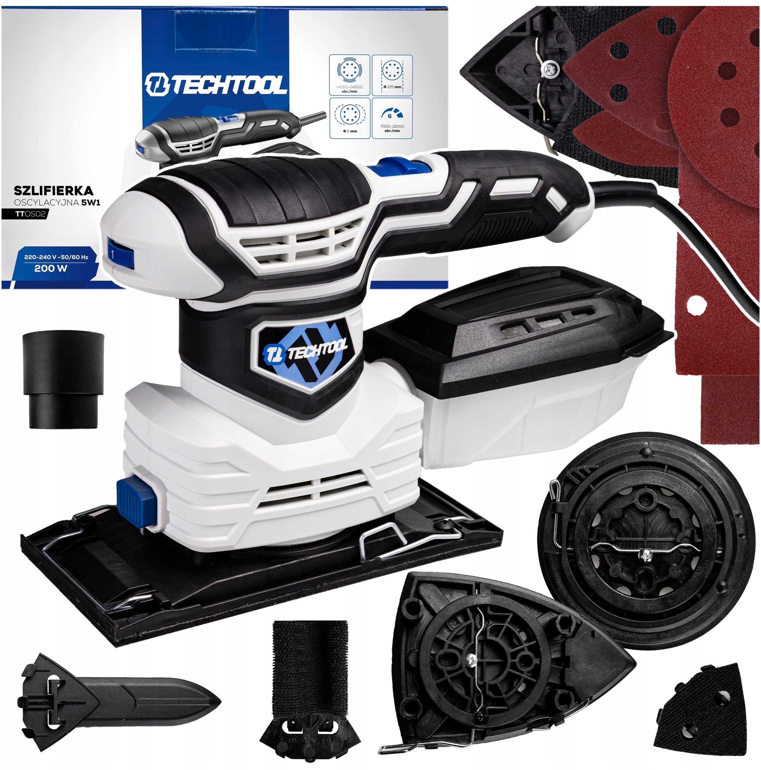 TECHTOOL TTOS02 SZLIFIERKA OSCYLACYJNA MIMOŚRODOWA
