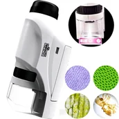 Mikroskopy i lupy - Kieszonkowy mikroskop 60x-120x z LED edukacyjna zabawka dla dzieci - miniaturka - grafika 1