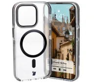 Etui i futerały do telefonów - Bizon Etui z pierścieniem magnetycznym Case Marco do iPhone 14 Pro, przezroczyste z czarną ramką - miniaturka - grafika 1