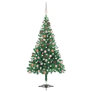 vidaXL Sztuczna choinka z lampkami LED i bombkami, 180 cm, 564 gałązki - Choinki - miniaturka - grafika 1