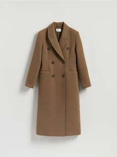 Reserved - Dwurzędowy taliowany płaszcz - oliwkowy - Płaszcze damskie - miniaturka - grafika 1