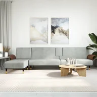 Narożniki - Sofa rozkładana L, jasnoszara, 279x140x70 cm, aksamit Lumarko! - miniaturka - grafika 1