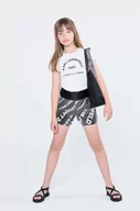Spodnie i spodenki dla dziewczynek - Karl Lagerfeld szorty dziecięce kolor czarny wzorzyste - miniaturka - grafika 1